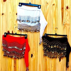 Set of 3 - BELLYDANCE Jingle Hip Scarfs w gift